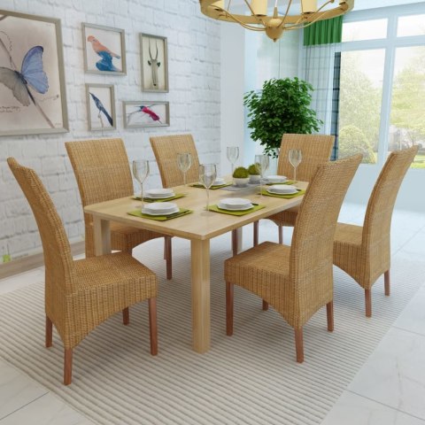 Krzesła stołowe, 6 szt., brązowe, naturalny rattan Krzesła stołowe, 6 szt., brązowe, naturalny rattan