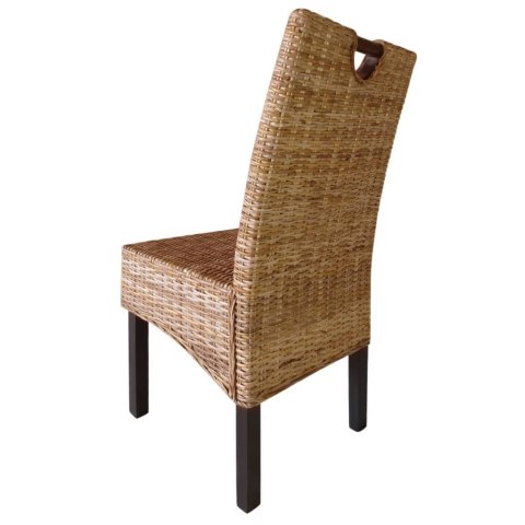 Krzesła do jadalni, 6 szt., rattan Kubu i drewno mango Krzesła do jadalni, 6 szt., rattan Kubu i drewno mango