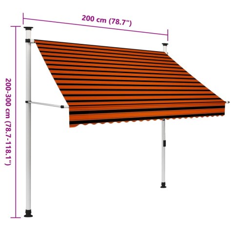 Ręcznie zwijana markiza, 200 cm, pomarańczowo-brązowa Ręcznie zwijana markiza, 200 cm, pomarańczowo-brązowa