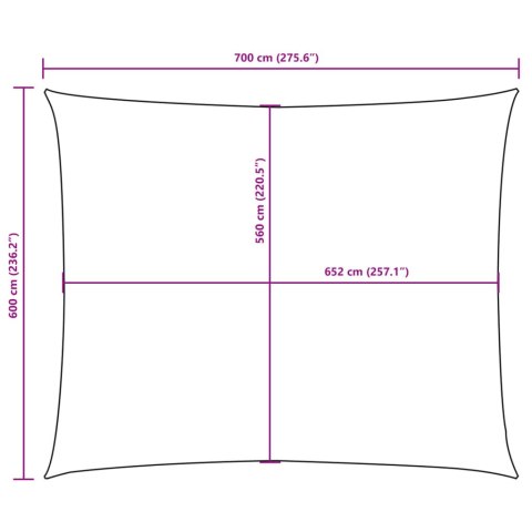 Prostokątny żagiel ogrodowy z tkaniny Oxford, 6x7 m, kremowy Prostokątny żagiel ogrodowy z tkaniny Oxford, 6x7 m, kremowy