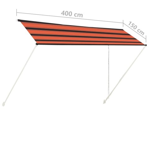Zwijana markiza, 400x150 cm, pomarańczowo-brązowa Zwijana markiza, 400x150 cm, pomarańczowo-brązowa