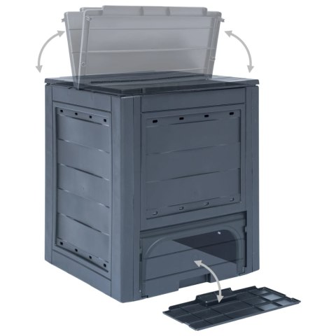 Kompostowniki ogrodowe, 3 szt., szare, 60x60x73 cm, 780 L Kompostowniki ogrodowe, 3 szt., szare, 60x60x73 cm, 780 L