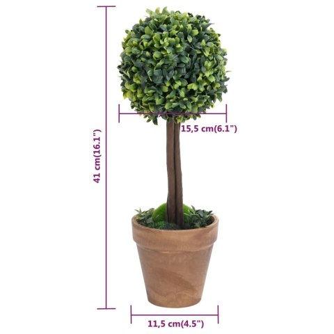 Kule ze sztucznego bukszpanu w doniczce, 2 szt., zielone, 41 cm Kule ze sztucznego bukszpanu w doniczce, 2 szt., zielone, 41 cm