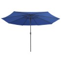  Parasol ogrodowy na metalowym słupku, 390 cm, niebieski