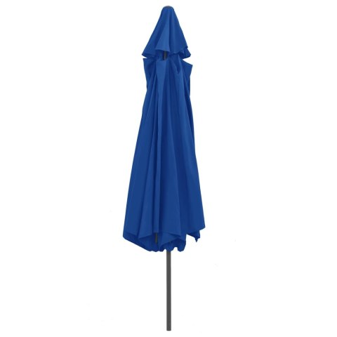 Parasol ogrodowy na metalowym słupku, 390 cm, niebieski Parasol ogrodowy na metalowym słupku, 390 cm, niebieski
