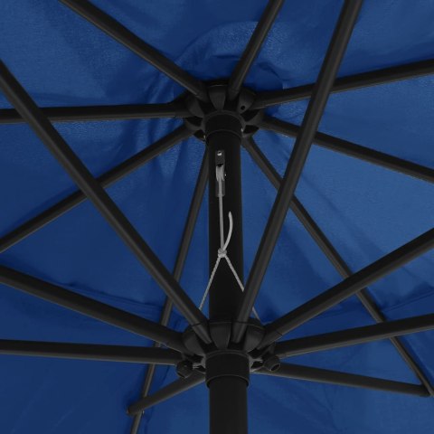 Parasol ogrodowy na metalowym słupku, 390 cm, niebieski Parasol ogrodowy na metalowym słupku, 390 cm, niebieski