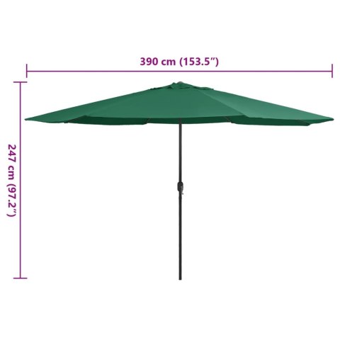 Parasol ogrodowy na metalowym słupku, 390 cm, zielony Parasol ogrodowy na metalowym słupku, 390 cm, zielony