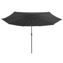  Parasol ogrodowy na metalowym słupku, 390 cm, antracytowy