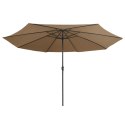  Parasol ogrodowy na metalowym słupku, 390 cm, taupe