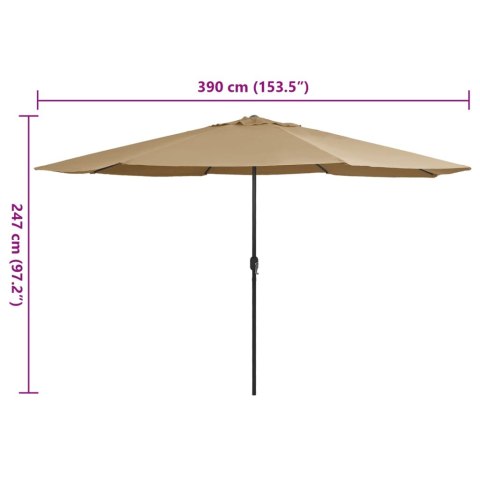 Parasol ogrodowy na metalowym słupku, 390 cm, taupe Parasol ogrodowy na metalowym słupku, 390 cm, taupe