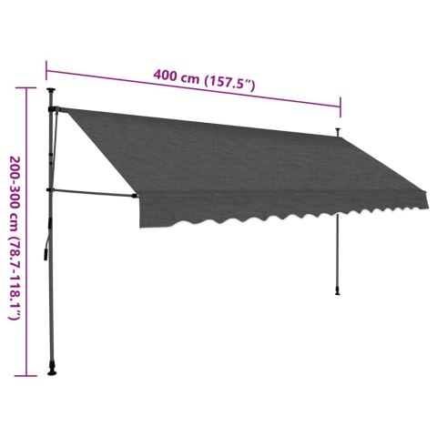 Ręcznie zwijana markiza z LED, 400 cm, antracytowa Ręcznie zwijana markiza z LED, 400 cm, antracytowa