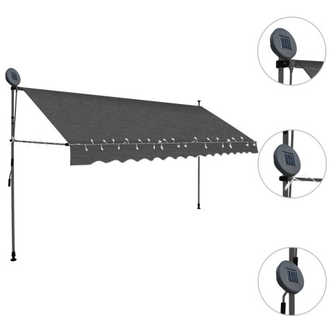 Ręcznie zwijana markiza z LED, 350 cm, antracytowa Ręcznie zwijana markiza z LED, 350 cm, antracytowa
