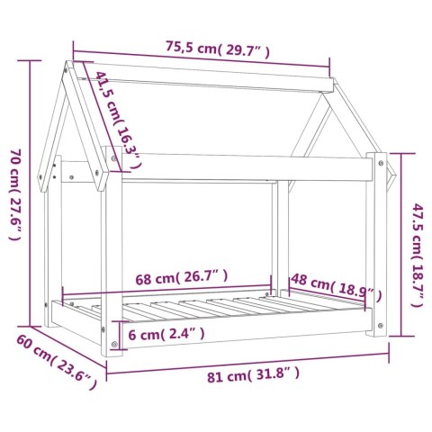 Legowisko dla psa, 81x60x70 cm, lite drewno sosnowe Legowisko dla psa, 81x60x70 cm, lite drewno sosnowe
