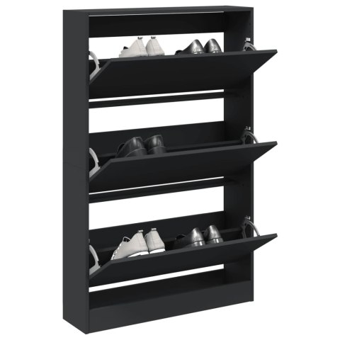 Szafka na buty, czarna, 80x21x125,5 cm, materiał drewnopochodny Szafka na buty, czarna, 80x21x125,5 cm, materiał drewnopochodny