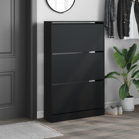 Szafka na buty, czarna, 80x21x125,5 cm, materiał drewnopochodny Szafka na buty, czarna, 80x21x125,5 cm, materiał drewnopochodny