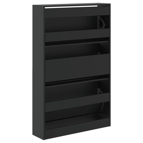 Szafka na buty, czarna, 80x21x125,5 cm, materiał drewnopochodny Szafka na buty, czarna, 80x21x125,5 cm, materiał drewnopochodny