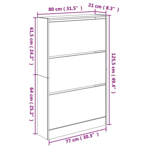 Szafka na buty, czarna, 80x21x125,5 cm, materiał drewnopochodny Szafka na buty, czarna, 80x21x125,5 cm, materiał drewnopochodny