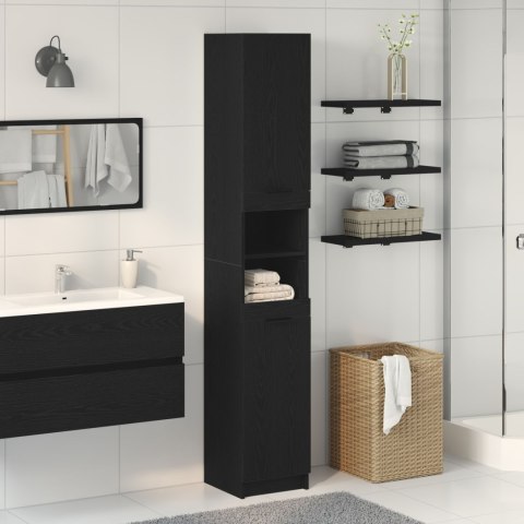 Szafka łazienkowa vidaXL z czarnego dębu - 32x34x188.5 cm, Wykonana z materiału drewnopochodnego