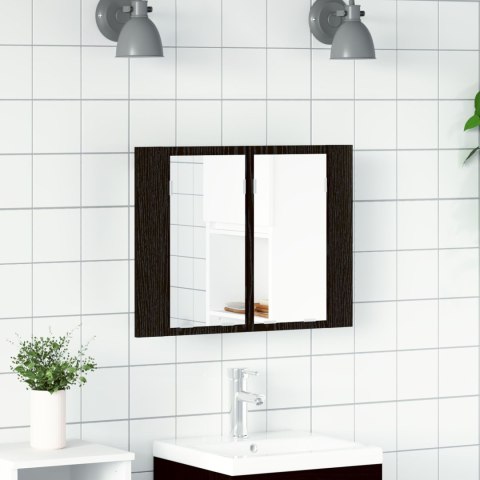 Lustro do łazienki LED vidaXL z szafką w czarnym dębie 60x12x45 cm z materiału drewnopochodnego