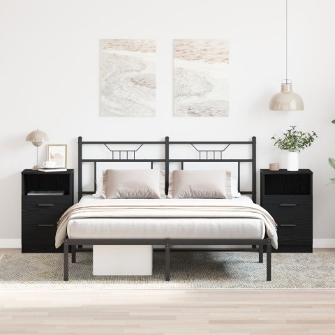  Szafki nocne 2 szt. Czarny Dąb 40x35x65 cm Materiał drewnopochodny