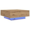 Stolik kawowy vidaXL z lampkami LED Dąb rzemieślniczy 80x80x31 cm