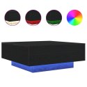Stolik kawowy vidaXL z oświetleniem LED Czarny Dąb 80x80x31 cm