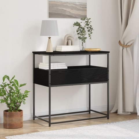 Stolik konsolowy vidaXL Czarny Dąb 75x40x75 cm z drewna inżynieryjnego i stali
