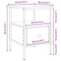 Szafka nocna vidaXL Czarny Dąb 34x36x50 cm Z materiałów drewnopochodnych i stali