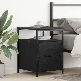  Szafka nocna Czarny Dąb 44x45x60 cm Z materiałów inżynieryjnych i stali