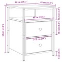  Szafka nocna Czarny Dąb 44x45x60 cm Z materiałów inżynieryjnych i stali