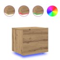 Stolik nocny vidaXL z LED do montażu na ścianie z dębu artisan 50x39x41 cm