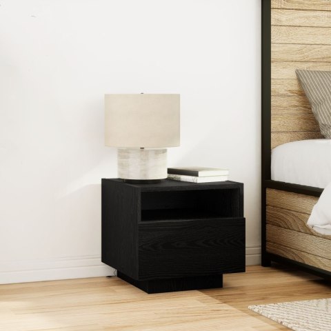 Szafka nocna vidaXL z lampkami LED Czarny Dąb 40x39x37 cm