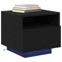 Szafka nocna vidaXL z lampkami LED Czarny Dąb 40x39x37 cm