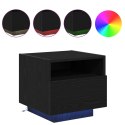 Szafka nocna vidaXL z lampkami LED Czarny Dąb 40x39x37 cm