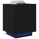 Szafka nocna vidaXL z lampkami LED Czarny Dąb 45x40x55 cm