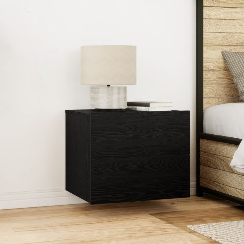 Szafka nocna vidaXL z oświetleniem LED, montowana na ścianie, dąb czarny 50x39x41 cm