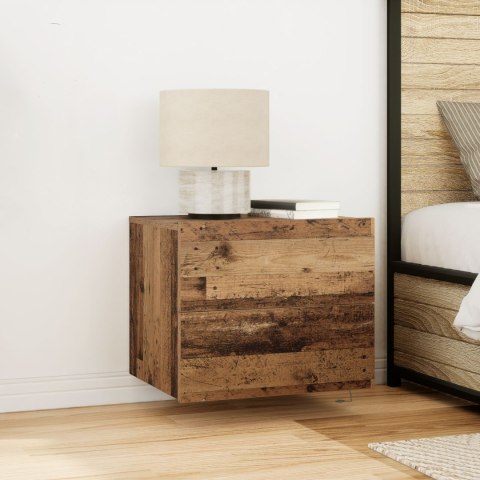  Szafka nocna z LED na ścianę ze starego drewna 50x39x41 cm