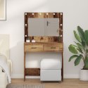 Stolik toaletowy vidaXL z oświetleniem LED Stare drewno 78,5x41x135 cm