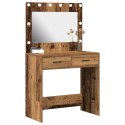 Stolik toaletowy vidaXL z oświetleniem LED Stare drewno 78,5x41x135 cm