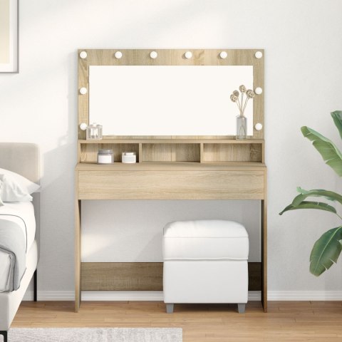 Toaletka vidaXL z lampkami LED Sonoma Dąb 100x41x135 cm
