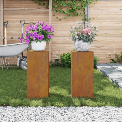  Zewnętrzne Stojaki na Rośliny Filary 2 szt. 24x24x55 cm Stal odporna na warunki atmosferyczne