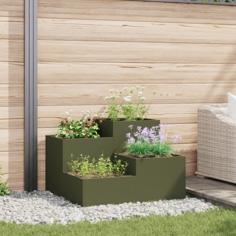  Donica Ogrodowa 80x80x60 cm Zielona Stal