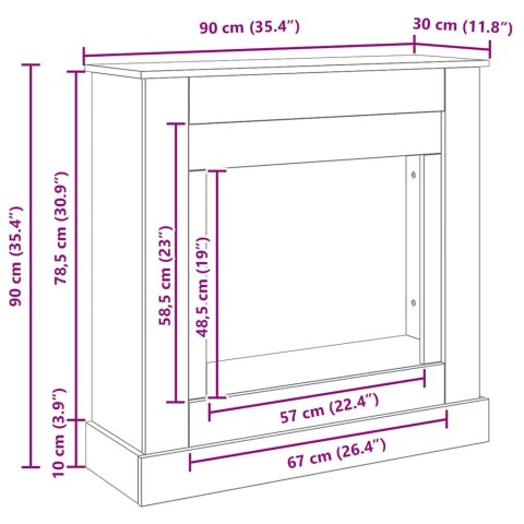 Obudowa kominka Czarny dąb 90x30x90 cm Drewno klejone Obudowa kominka Czarny dąb 90x30x90 cm Drewno klejone
