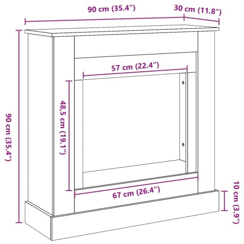Obudowa kominka, stare drewno, 90x30x90 cm Obudowa kominka, stare drewno, 90x30x90 cm