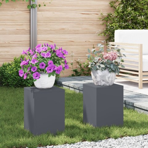 VidaXL Zewnętrzne Stojaki na Rośliny Filary 2 szt Antracytowy 24x24x35 cm Stal