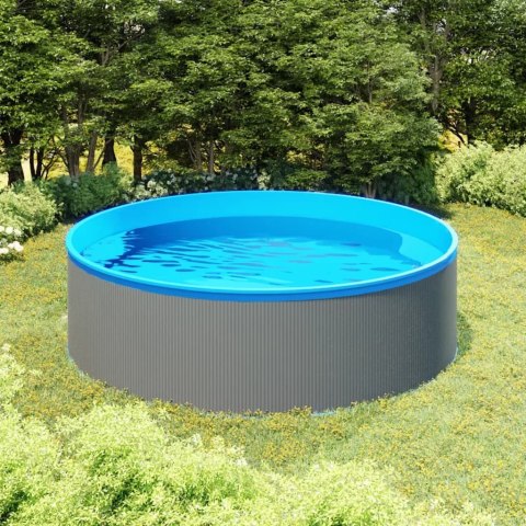 BASEN OGRODOWY STAL I PVC SZARY 350x90 cm BASEN OGRODOWY STAL I PVC SZARY 350x90 cm