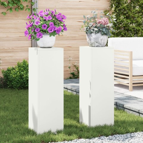  Zewnętrzne Stojaki na Rośliny Filary 2 szt. Biały 24x24x75 cm Stal