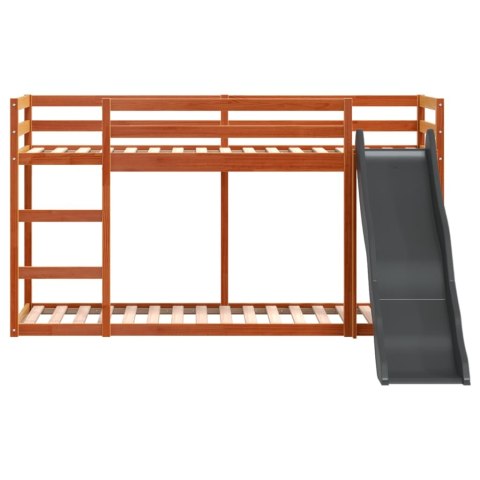 Łóżko piętrowe ze zjeżdżalnią i drabiną, woskowy brąz, 90x200cm Łóżko piętrowe ze zjeżdżalnią i drabiną, woskowy brąz, 90x200cm