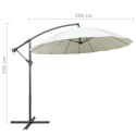 Parasol ogrodowy, wiszący, biały, 3 m, słupek aluminiowy