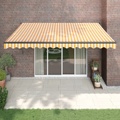 VidaXL Zwijana markiza, żółto-biała, 4x3 m, tkanina i aluminium